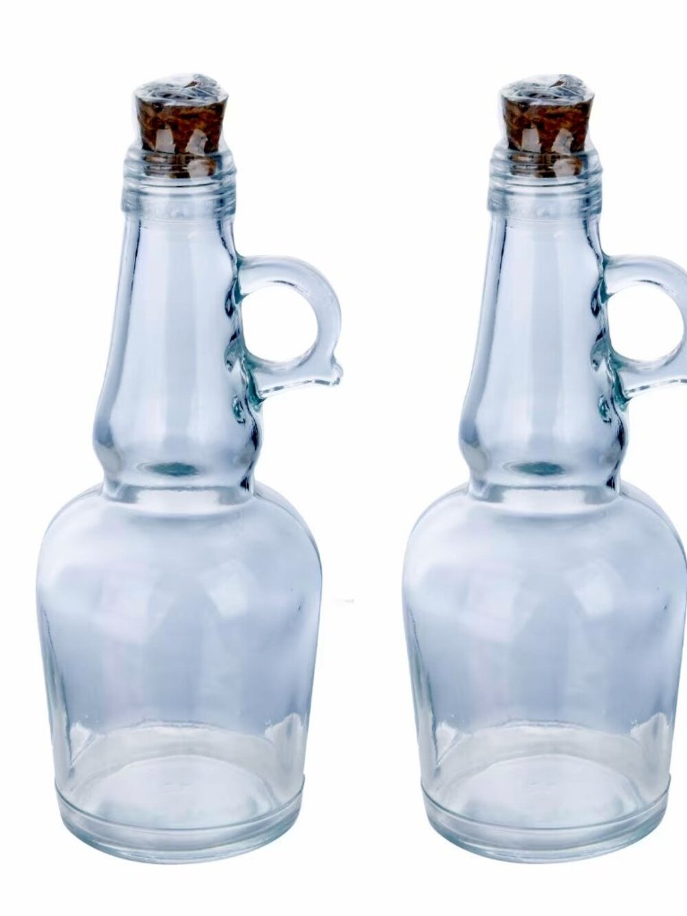Rustic Glass Apothecary Bottles with Cork and Handle, Set of 2